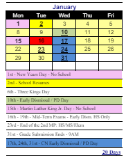 District School Academic Calendar for B. W. Tinker School for January 2024