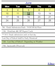 District School Academic Calendar for B. W. Tinker School for June 2024