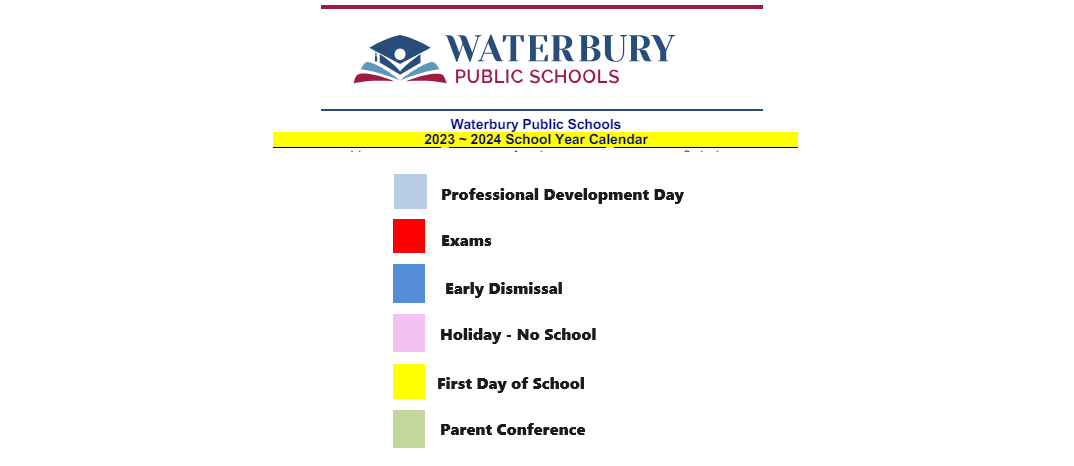 District School Academic Calendar Key for B. W. Tinker School