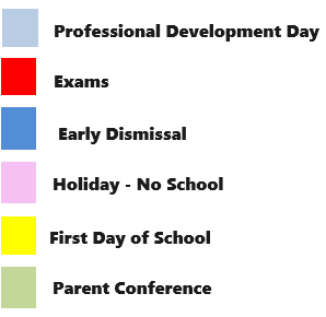 District School Academic Calendar Legend for Maloney Interdistrict Magnet School