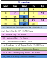 District School Academic Calendar for B. W. Tinker School for November 2023