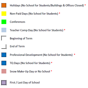 District School Academic Calendar Legend for Poyner Elementary