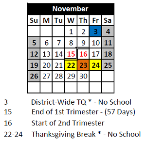 District School Academic Calendar for Poyner Elementary for November 2023