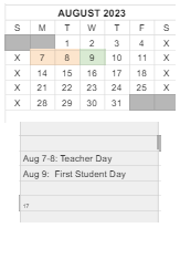 District School Academic Calendar for Wawasee Middle School for August 2023