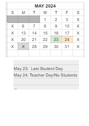 District School Academic Calendar for Wawasee Middle School for May 2024