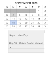 District School Academic Calendar for Wawasee Middle School for September 2023