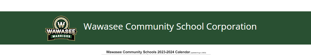 District School Academic Calendar for Wawasee Middle School