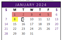 District School Academic Calendar for A N Rico Elementary for January 2024
