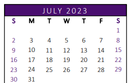 District School Academic Calendar for Garza Middle School for July 2023