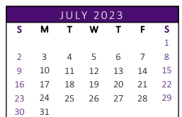 District School Academic Calendar for A N Rico Elementary for July 2023