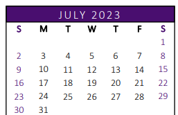 District School Academic Calendar for Mary Hoge Middle School for July 2023