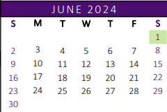 District School Academic Calendar for A N Rico Elementary for June 2024