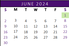 District School Academic Calendar for Mary Hoge Middle School for June 2024