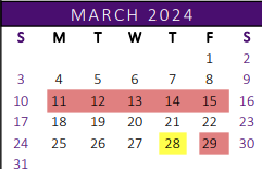 District School Academic Calendar for Ybarra Elementary for March 2024