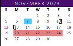 District School Academic Calendar for Mary Hoge Middle School for November 2023