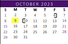 District School Academic Calendar for Horton Disciplinary Alternative Ed for October 2023