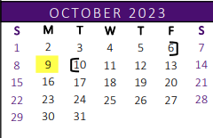 District School Academic Calendar for Garza Middle School for October 2023