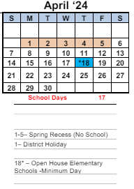 District School Academic Calendar for Coronado Elementary for April 2024