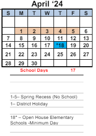 District School Academic Calendar for Transition Learning Center for April 2024