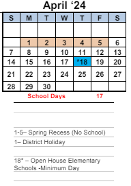 District School Academic Calendar for Olinda Elementary for April 2024