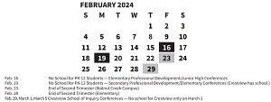 District School Academic Calendar for Crestview Elementary School for February 2024