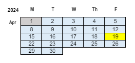 District School Academic Calendar for L E Berger Elementary School for April 2024