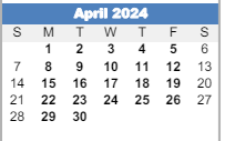 District School Academic Calendar for East Junior High School for April 2024