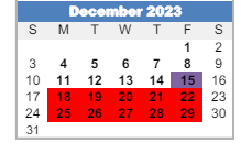 District School Academic Calendar for East Junior High School for December 2023