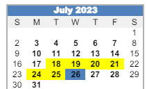 District School Academic Calendar for East Junior High School for July 2023