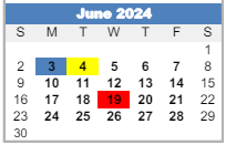 District School Academic Calendar for East Junior High School for June 2024