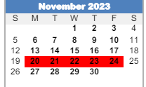 District School Academic Calendar for East Junior High School for November 2023