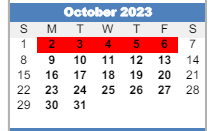 District School Academic Calendar for East Junior High School for October 2023