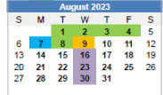 District School Academic Calendar for Western High School for August 2023