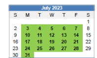 District School Academic Calendar for Western High School for July 2023