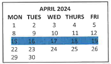 District School Academic Calendar for Juniper Park for April 2024