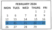 District School Academic Calendar for Juniper Park for February 2024