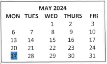 District School Academic Calendar for Juniper Park for May 2024