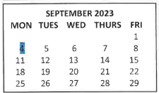 District School Academic Calendar for Juniper Park for September 2023