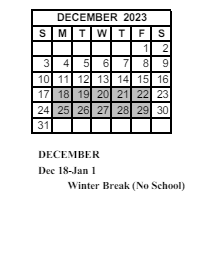 District School Academic Calendar for Maple Glen Elementary for December 2023