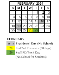 District School Academic Calendar for Maple Glen Elementary for February 2024