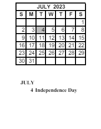 District School Academic Calendar for Maple Glen Elementary for July 2023