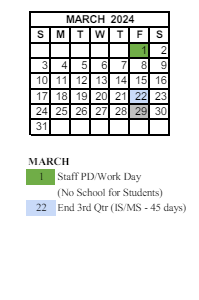 District School Academic Calendar for Maple Glen Elementary for March 2024