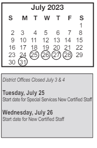 District School Academic Calendar for Carl A Swanson Elementary Sch for July 2023