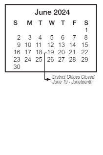 District School Academic Calendar for Carl A Swanson Elementary Sch for June 2024