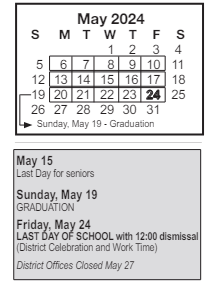 District School Academic Calendar for Carl A Swanson Elementary Sch for May 2024