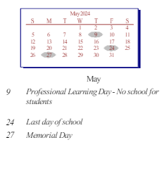 District School Academic Calendar for Westview Elementary School for May 2024