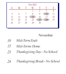 District School Academic Calendar for Westview Elementary School for November 2023