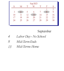 District School Academic Calendar for Westview Elementary School for September 2023