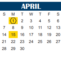 District School Academic Calendar for Alamo Elementary for April 2024