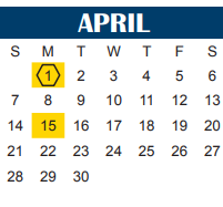 District School Academic Calendar for Kirby Math-science Ctr for April 2024
